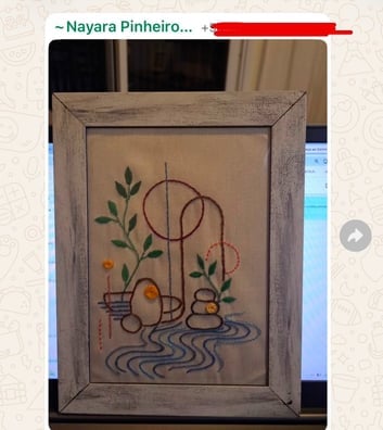 Quadro bordado feito por aluna