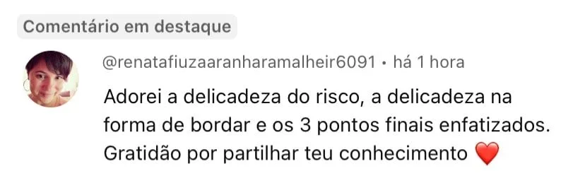 Print de comentário de aluna agradecendo pela didática das aulas