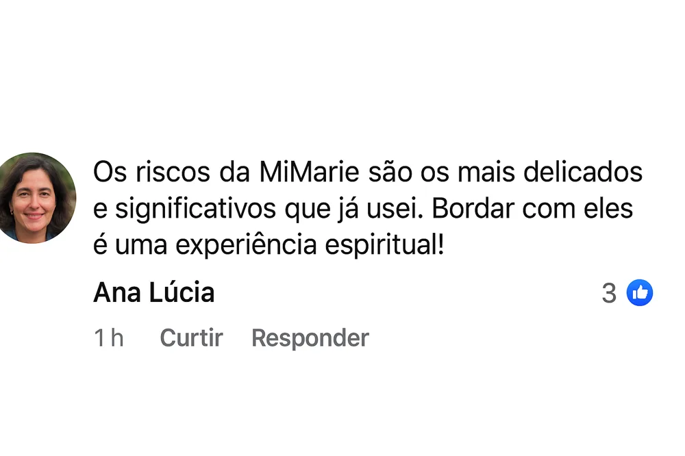Print de mensagem de aluna elogiando os riscos da Mimarie