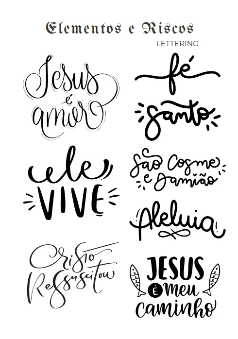 Riscos de lettering religioso com frases de fé