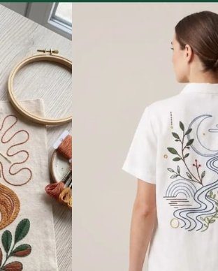 Camisa branca com bordado de galho e lua nas costas