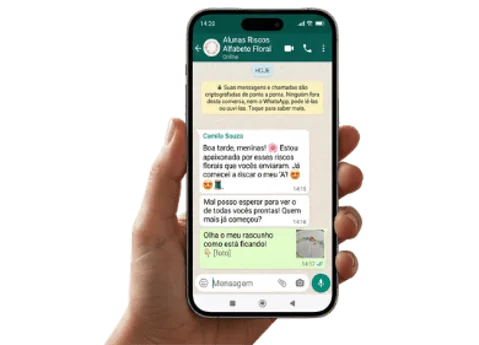 Print de conversa no WhatsApp de cliente satisfeita com o material